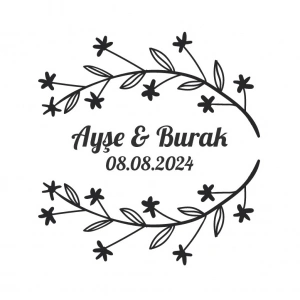 Kozalak ve Kırmızı Meyveli Yuvarlak Etiket Kına Nişan Düğün 3x3 cm özel etiket / 50 adet sticker