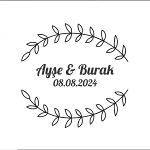 Altın Çerçeveli Çam Kozalaklı Etiket Kına Nişan Düğün 3x3 cm özel etiket / 50 adet sticker