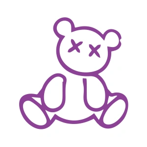 Ayıcık Araba Sticker 17x17 Cm Mor