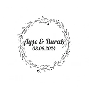 Kozalaklı ve Yapraklı Oval Etiket Kına Nişan Düğün 3x3 cm özel etiket / 50 adet sticker