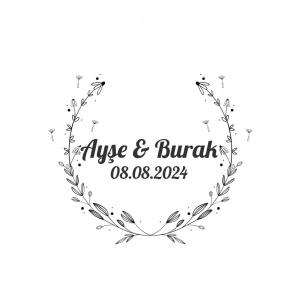 Yuvarlak Altın Yaprak Çelengi Etiketi Kına Nişan Düğün 3x3 cm özel etiket / 50 adet sticker