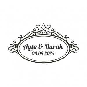 Sade Çiçekli Altın Çelenk Etiketi Kına Nişan Düğün 3x3 cm özel etiket / 50 adet sticker