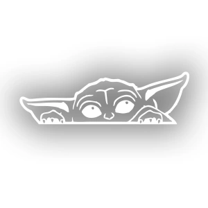 Baby Yoda Araba Stickeri 17x17 Cm Beyaz