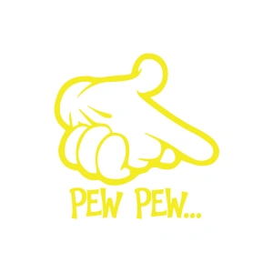 Pew Pew Araba Stickeri 17x17 Cm Sarı