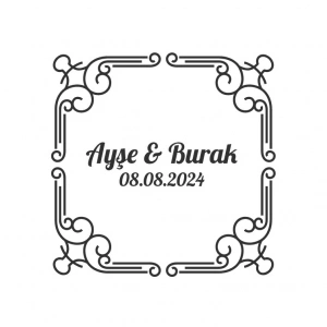 Kare Çerçeveli Etiketi Kına Nişan Düğün 3x3 cm özel etiket / 50 adet sticker