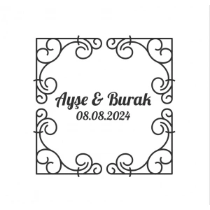 Kare Çerçeveli Etiketi Kına Nişan Düğün 3x3 cm özel etiket / 50 adet sticker