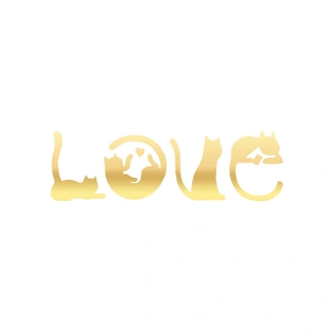 Kediler Love Araba Sticker 17x17 Cm Gold