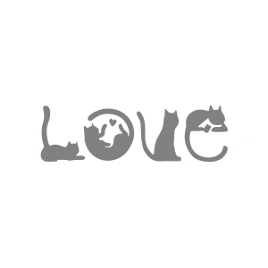 Kediler Love Araba Sticker 17x17 Cm Gri