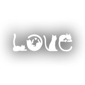 Kediler Love Araba Sticker 17x17 Cm Beyaz