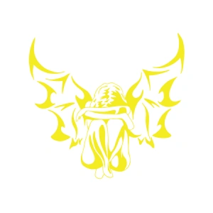 Melek Araba Sticker 17x17 Cm Sarı