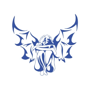 Melek Araba Sticker 17x17 Cm Mavi