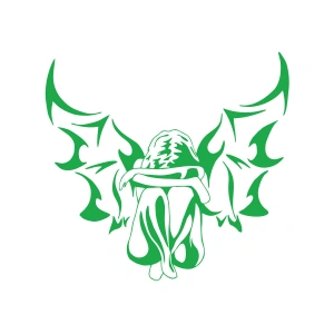 Melek Araba Sticker 17x17 Cm Yeşil