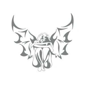 Melek Araba Sticker 17x17 Cm Gri