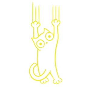 Tutunmaya Çalışan Kedi Araba Sticker 17x17 Cm Sarı