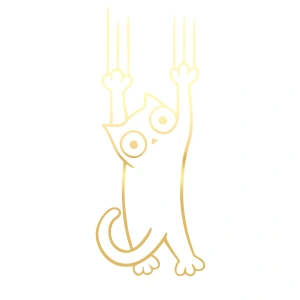 Tutunmaya Çalışan Kedi Araba Sticker 17x17 Cm Gold
