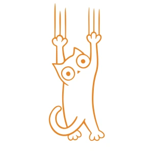 Tutunmaya Çalışan Kedi Araba Sticker 17x17 Cm Turuncu