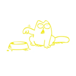 Beslenmeyi Bekleyen Kedi Araba Sticker 17x17 Cm Sarı