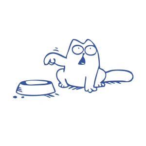 Beslenmeyi Bekleyen Kedi Araba Sticker 17x17 Cm Mavi