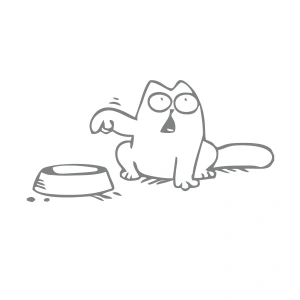 Beslenmeyi Bekleyen Kedi Araba Sticker 17x17 Cm Gri