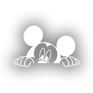 Mickey Mouse Araba Sticker  17x17 Cm Beyaz