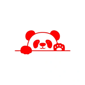 Panda Araba Sticker 17x17 Cm Kırmızı