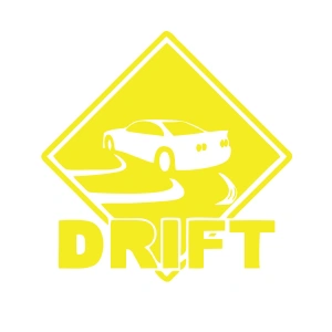 Drift Araba Sticker 17x17 Cm Sarı