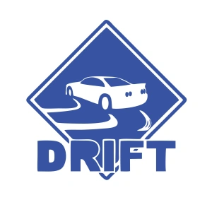 Drift Araba Sticker 17x17 Cm Mavi