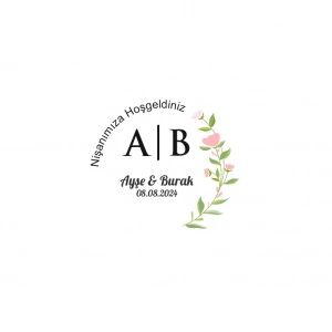 Kuşlu ve Çiçekli Kış Etiketi Kına Nişan Düğün 3x3 cm özel etiket / 50 adet sticker