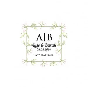 Kırmızı ve Yeşil Kış Meyveli Etiket Kına Nişan Düğün 3x3 cm özel etiket / 50 adet sticker