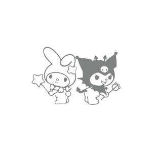 Kuromi&My Melody Araba Sticker 17x17 Cm Gri