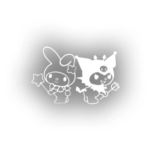 Kuromi&My Melody Araba Sticker 17x17 Cm Beyaz