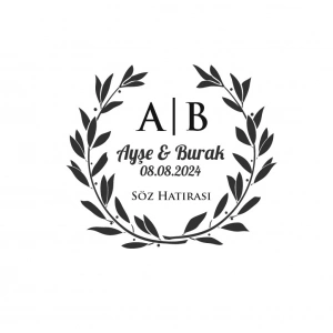 Kış Meyveli Yapraklı Kare Etiket Kına Nişan Düğün 3x3 cm özel etiket / 50 adet sticker