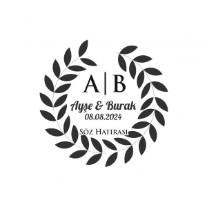 Altın Çerçeveli Çam Kozalaklı Etiket Kına Nişan Düğün 3x3 cm özel etiket / 50 adet sticker