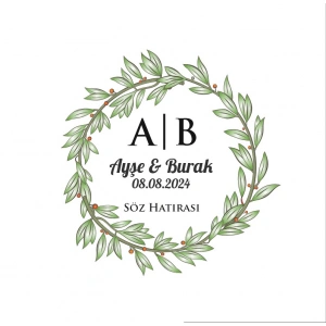 Altın Çerçeveli Kış Meyveli Etiket Kına Nişan Düğün 3x3 cm özel etiket / 50 adet sticker