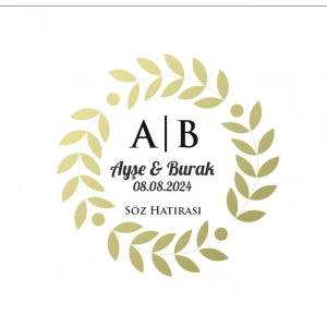 Kış Bitkili Yuvarlak Etiket Kına Nişan Düğün 3x3 cm özel etiket / 50 adet sticker