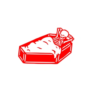 Tabutta Uyuyan İskelet Araba Stickeri 17x17 Cm Kırmızı