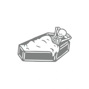 Tabutta Uyuyan İskelet Araba Stickeri 17x17 Cm Gri