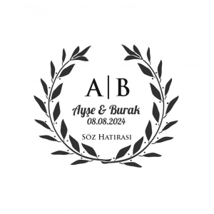 Yaprak ve Kozalaklı Oval Etiket Kına Nişan Düğün 3x3 cm özel etiket / 50 adet sticker