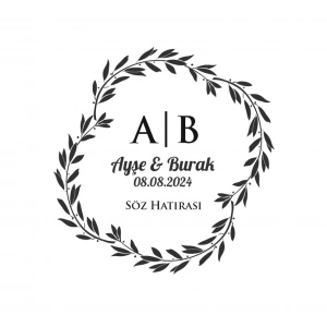 Kış Temalı Oval Çerçeve Etiketi Kına Nişan Düğün 3x3 cm özel etiket / 50 adet sticker