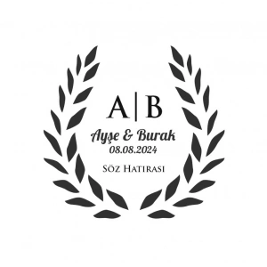 Kozalaklı ve Yapraklı Oval Etiket Kına Nişan Düğün 3x3 cm özel etiket / 50 adet sticker