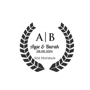 Zarif Çelenk Etiketi Kına Nişan Düğün 3x3 cm özel etiket / 50 adet sticker