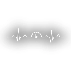 Kalp Atışı İbre Araba Sticker 17x17 Cm Beyaz