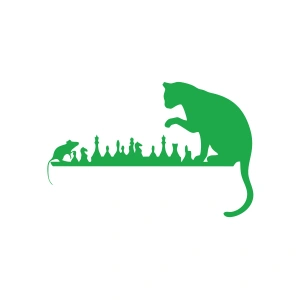 Satranç Oynayan Kedi Fare Araba Sticker 17x17 Cm Yeşil