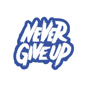 Never Give Up Araba Sticker 17x17 Cm Mavi