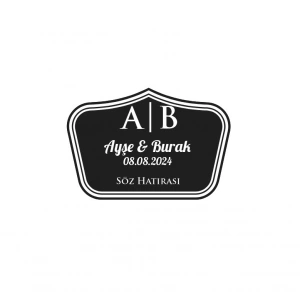 Dörtgen Çiçekli Çelenk Etiketi Kına Nişan Düğün 3x3 cm özel etiket / 50 adet sticker