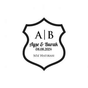 Dalgalı Kalkan Mühür Kına Nişan Düğün 3x3 cm özel etiket / 50 adet sticker