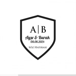 Düz Kalkan Mühür Kına Nişan Düğün 3x3 cm özel etiket / 50 adet sticker