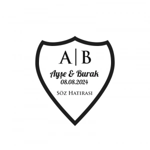 Kavisli Kalkan Mühür Kına Nişan Düğün 3x3 cm özel etiket / 50 adet sticker