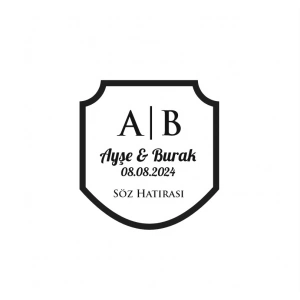 Geniş Kalkan Mühür Kına Nişan Düğün 3x3 cm özel etiket / 50 adet sticker