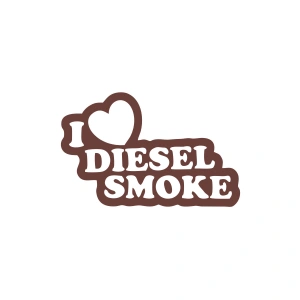 I Love Diesel Smoke Araba Sticker 17x17 Cm Kahverengi
